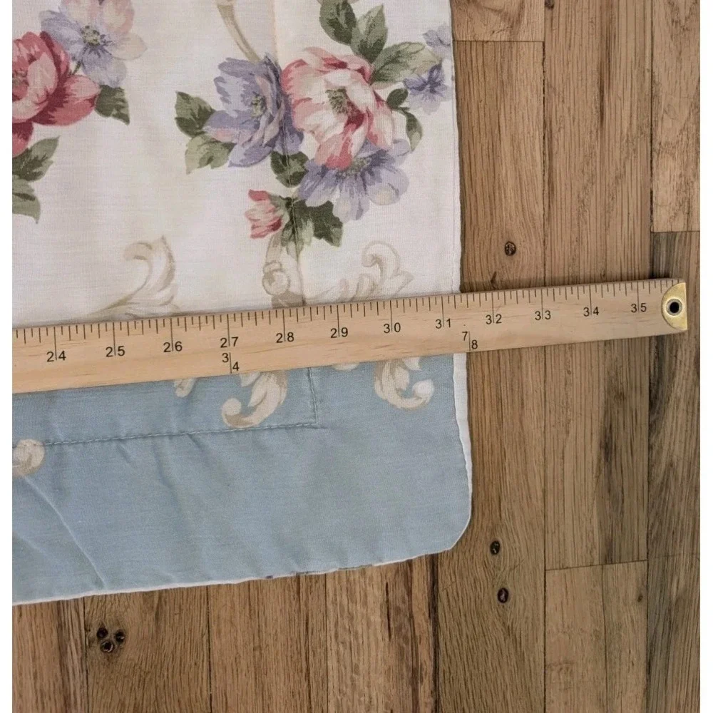 VTG French Country Pillow Sham Roses Robin Egg Blue 31x25